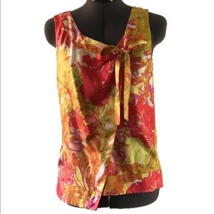 Silk Floral Tie-Front Blouse